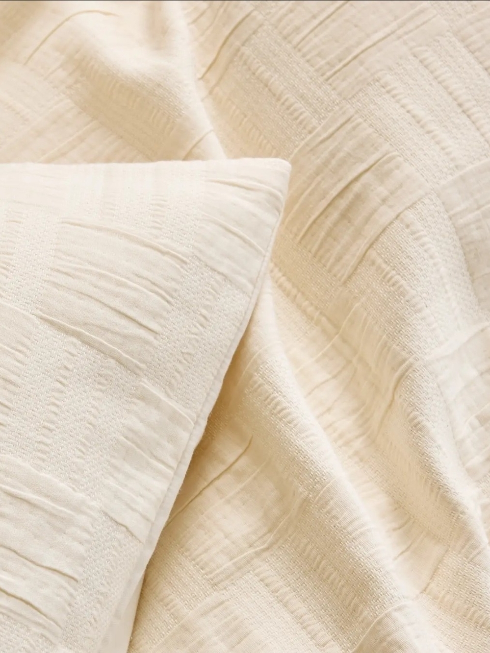 Quince Checkered Matelasse Duvet Cover Set - Twin - Undyed